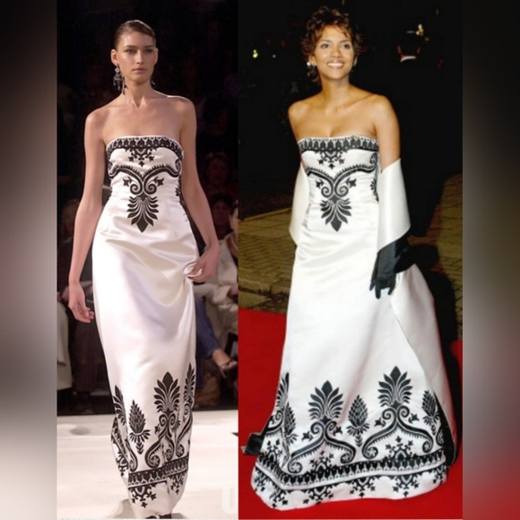 $9,800 OSCAR DE LA RENTA EXCLUS SILK EMBR RED CARPET BOND 007 RUNWAY GOWN US 6 - Picture 13 of 16